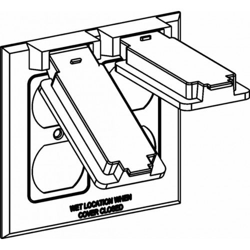 Orbit 2C-2D 2-Gang Weatherproof Device Cover 2 Duplex REC, Device Mount - Gray