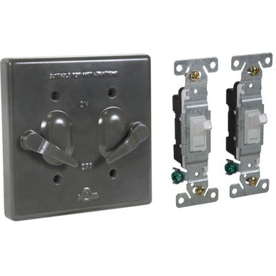 Orbit 2CA-SW15-BR 2-Gang AL. Weatherproof Lever Switch Cover With TS15, Device Mount - Bronze
