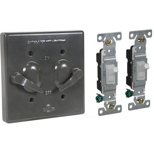 Orbit 2CA-SW15-BR 2-Gang AL. Weatherproof Lever Switch Cover With TS15, Device Mount - Bronze