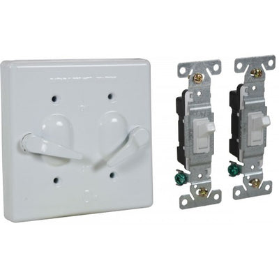 Orbit 2CA-SW15-W 2-Gang AL. Weatherproof Lever Switch Cover With TS15, Device Mount - White