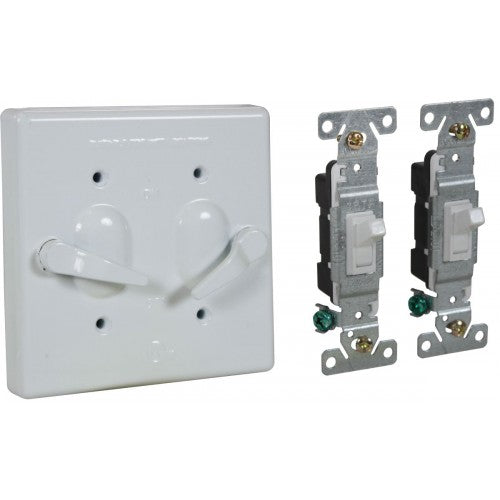 Orbit 2CA-SW15-W 2-Gang AL. Weatherproof Lever Switch Cover With TS15, Device Mount - White