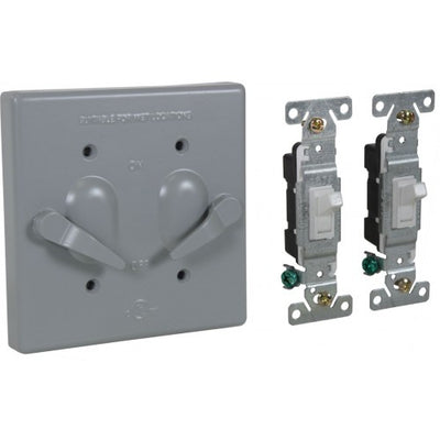 Orbit 2CA-SW15 2-Gang AL. Weatherproof Lever Switch Cover With TS15, Device Mount - Gray