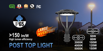 Malibu Stardust™ 150W Wattage & 3-CCT Selectable LED Post Top Light (2-pack)