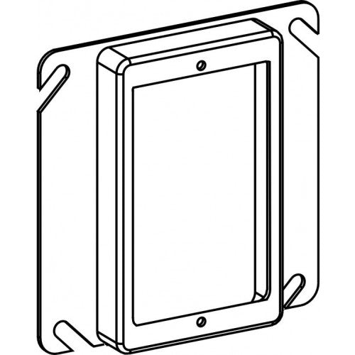 Orbit 41050T 4" Square 1-Gang 1/2" Raised Steel Device Ring Tile - Galvanized