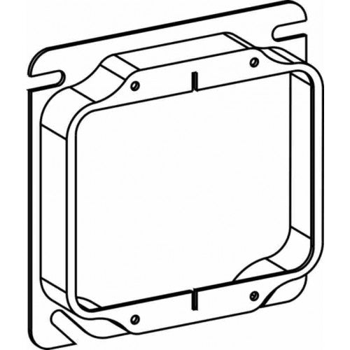 Orbit 42100T 4" Square 2-Gang 1" Raised Steel Device Ring Tile - Galvanized