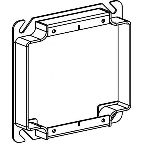 Orbit 42150T 4" Square 2-Gang 1-1/2" Raised Steel Device Ring Tile - Galvanized