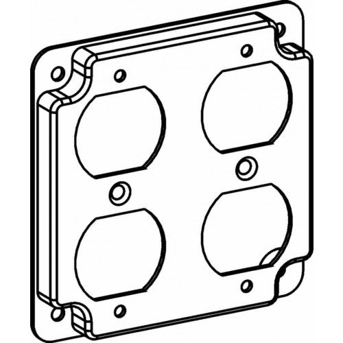 4" Square Double Duplex Receptacle Industrial Cover