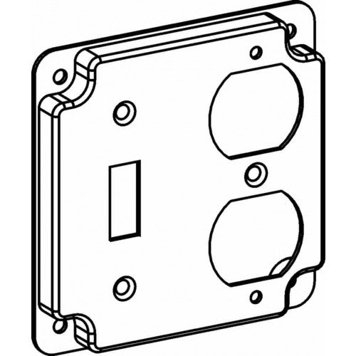 Orbit 4412 4" Square Toggle Switch / Duplex Receptacle Industrial Cover With Crushed Corner - Galvanized