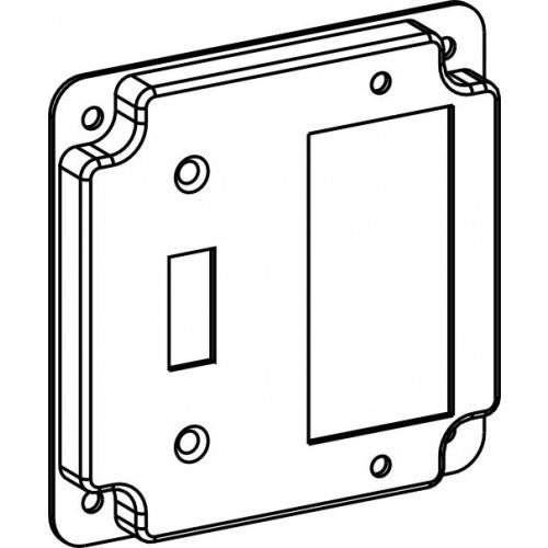 Orbit 4414C 4" Square Industrial Cover - Toggle/GFCI, Crushed Corner - Galvanized