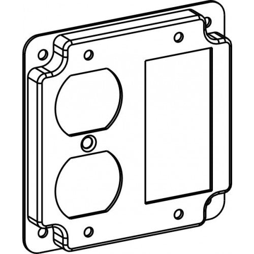 Orbit 4424C 4" Square Industrial Cover - Duplex / GFCI, Crushed Corner - Galvanized