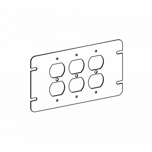 Orbit 4M3-DR Flat, 3-Gang Switch Box Duplex Receptacle Device Cover - Galvanized