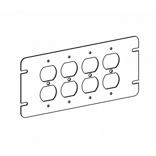 Orbit 4M4-DR Flat, 4-Gang Switch Box Duplex Receptacle Device Cover - Galvanized