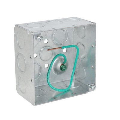 Orbit 4SDB-MKO-PT-10 4" Square Box 2-1/8" Deep With 10" Pigtail - Galvanized