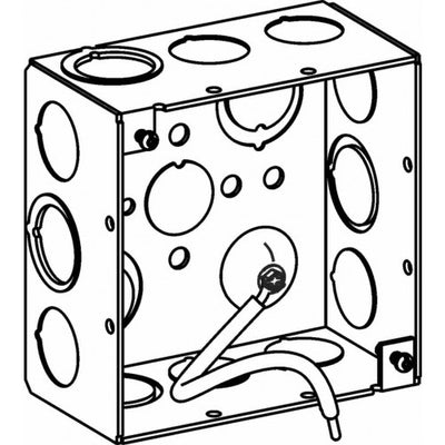 Orbit 4SDB-MKO-PT-10 4" Square Box 2-1/8" Deep With 10" Pigtail - Galvanized