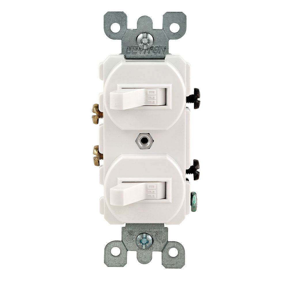Leviton 5224-2W/5224-2I 15-Amp 120/277V Duplex Style 1-Pole/1-Pole AC Combination Switch