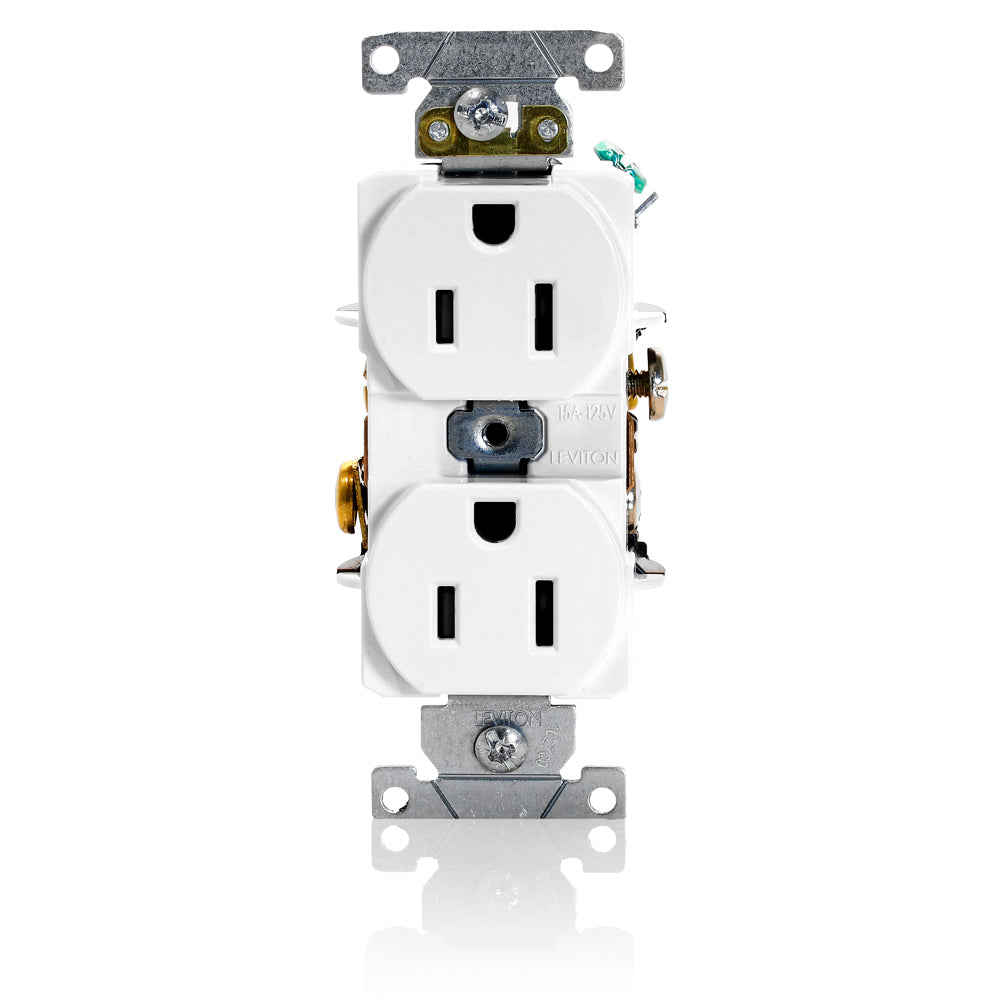 Leviton 5252-W 15-Amp Duplex Receptacle/Outlet -  Industrial Grade, Self Grounding