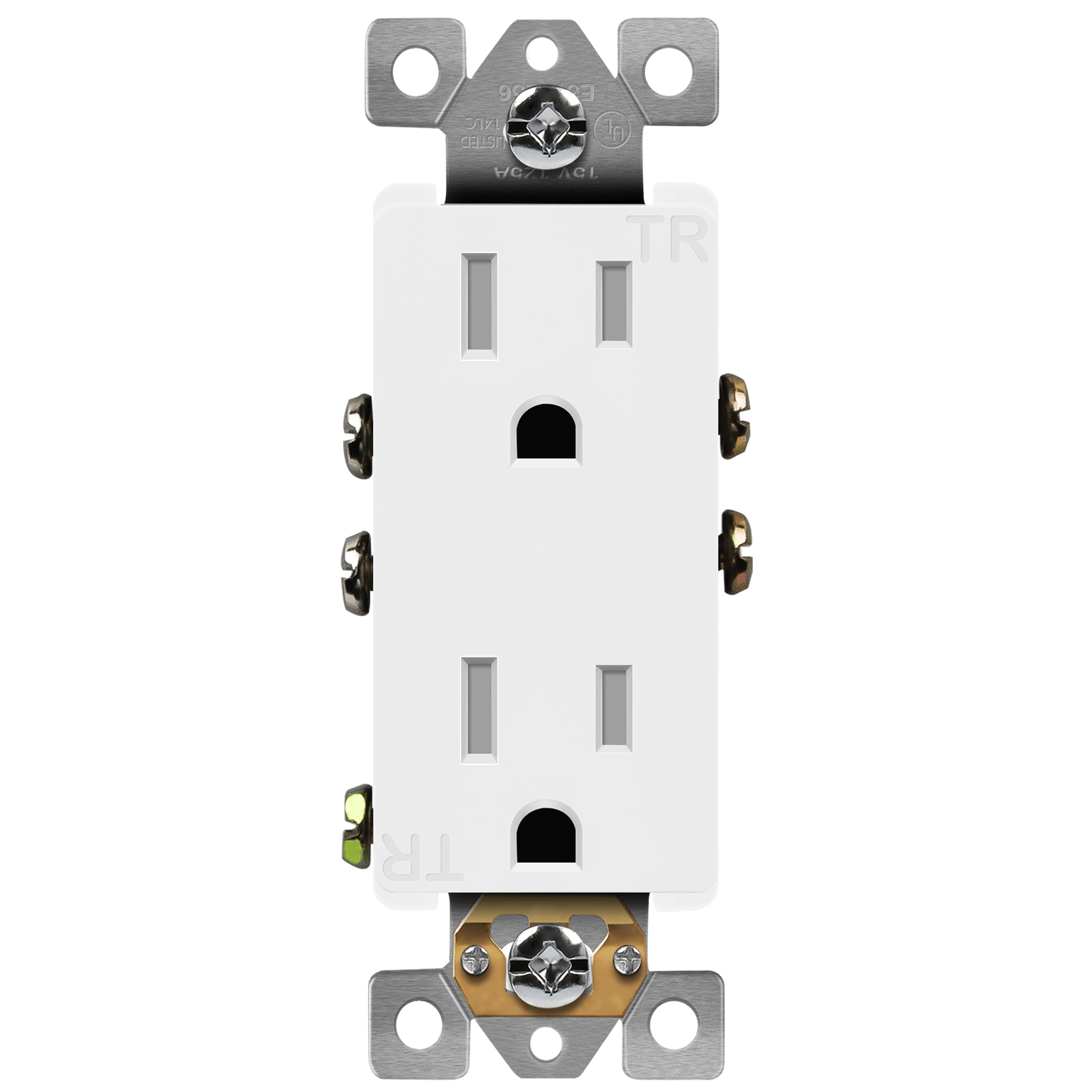 15 Amp Tamper-Resistant Decora Outlet, Grounding, 125V, White