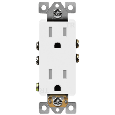 15 Amp Tamper-Resistant Decora Outlet, Grounding, 125V, White