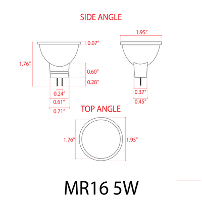 ABBA MR16-5W 12V 5W Dimmable Glass MR16 LED Light Bulb, 2700K-5000K