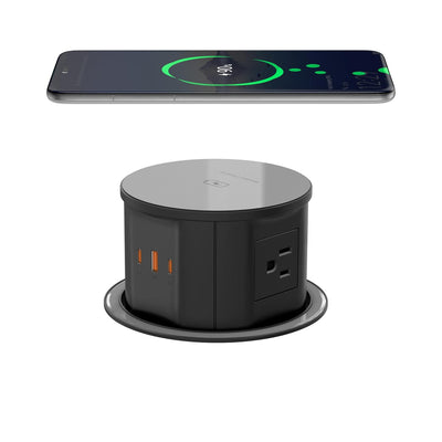 Wireless Charging Kitchen Counter Pop Up With 4 Receptacles with 1 Type-A and 2 Type-C USB