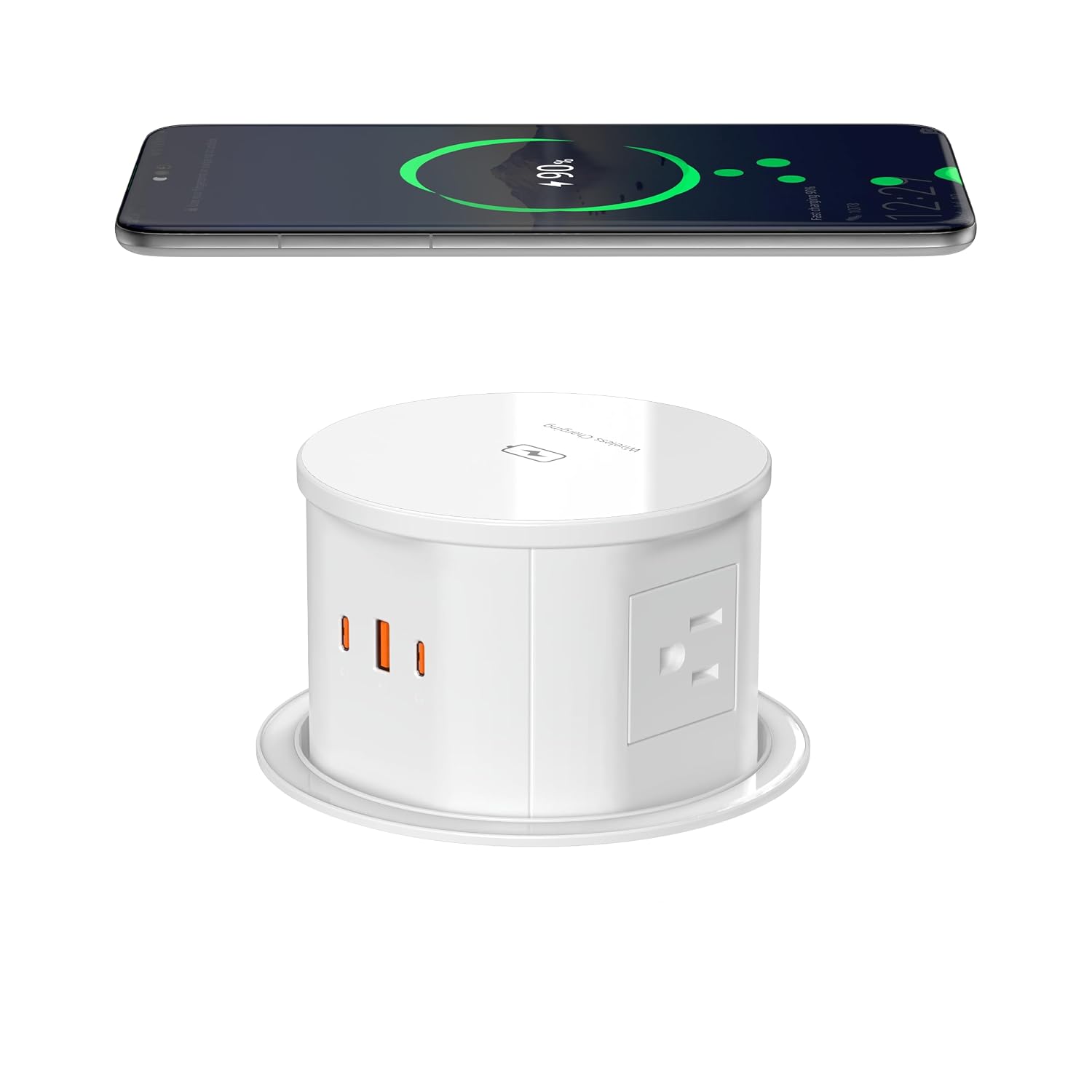 Wireless Charging Kitchen Counter Pop Up With 4 Receptacles with 1 Type-A and 2 Type-C USB