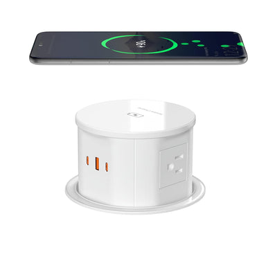 Wireless Charging Kitchen Counter Pop Up With 4 Receptacles with 1 Type-A and 2 Type-C USB