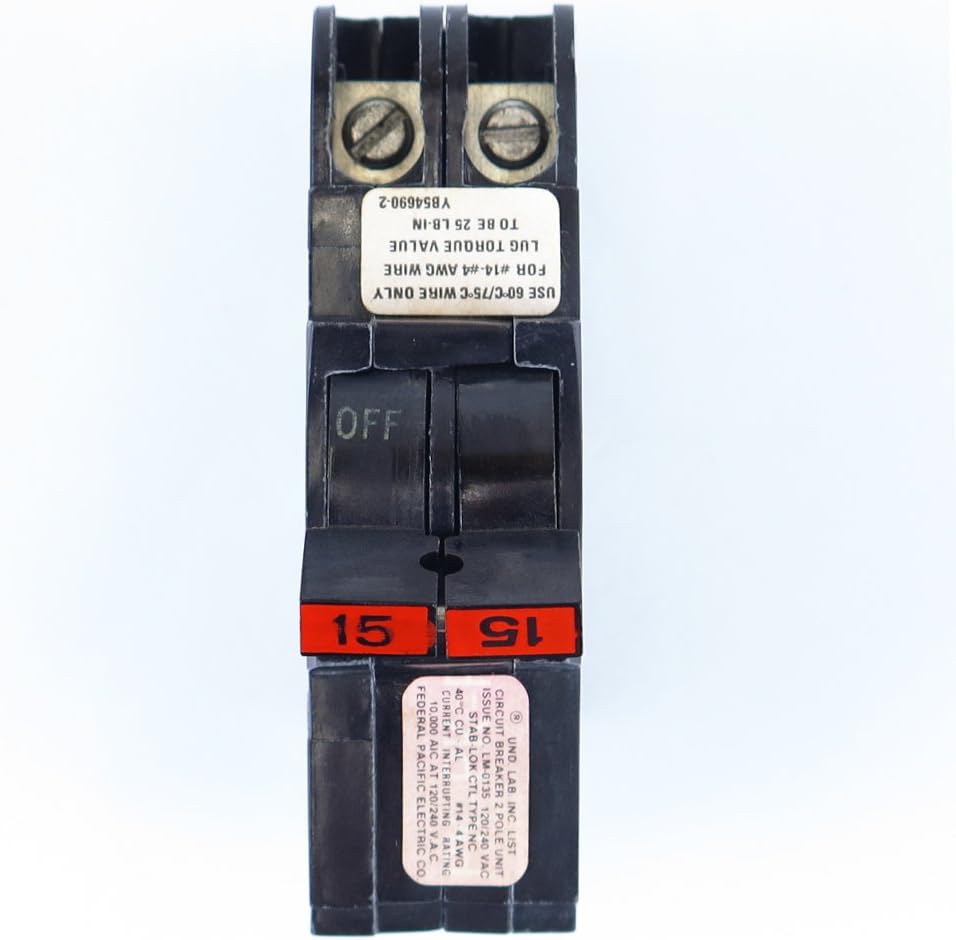 Federal Pacific NC215 2-Pole 15-Amp Circuit Breaker - Re-Certified