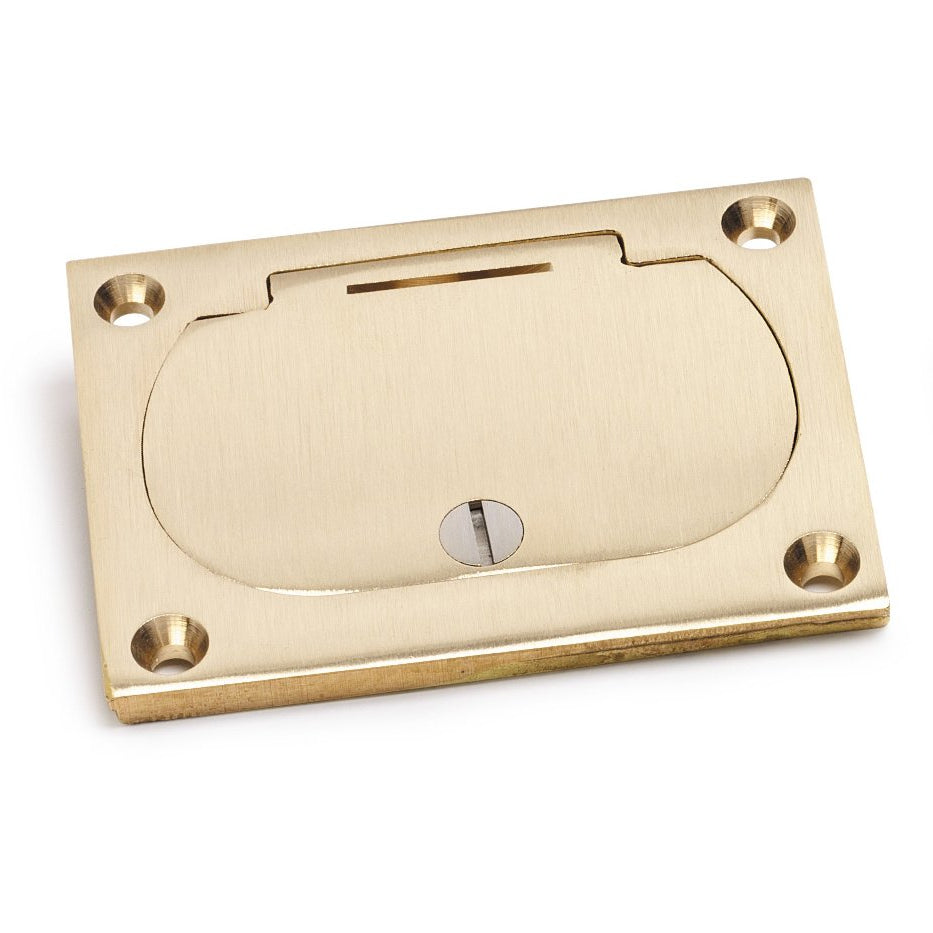 Lew Electric 6304-DFB-1 Rectangular Brass Flip Lid Cover for Duplex