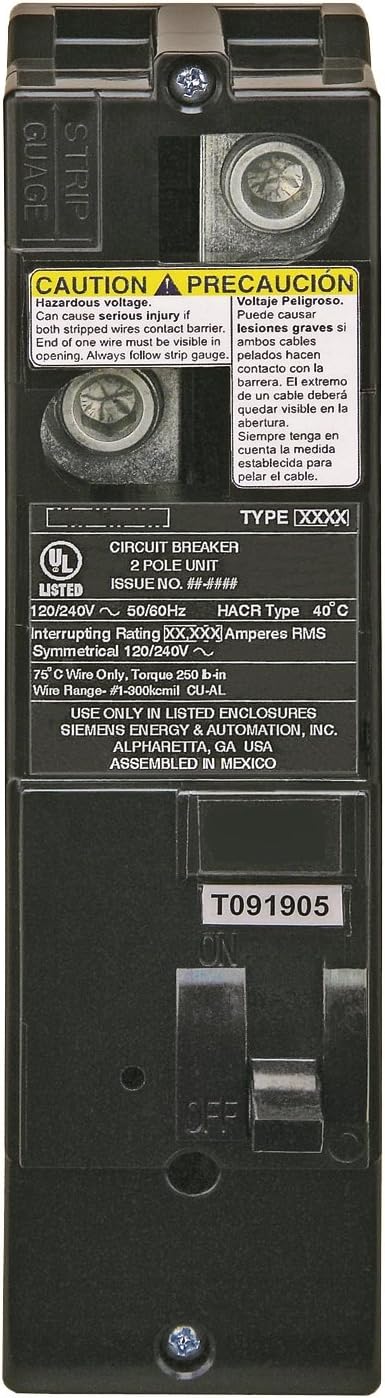 Siemens QS2125 125-Amp 2-Pole 10KAIC Main Circuit Breaker