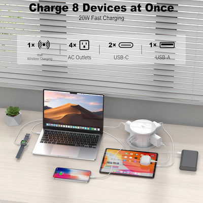 Wireless Charging Kitchen Counter Pop Up With 4 Receptacles with 1 Type-A and 2 Type-C USB