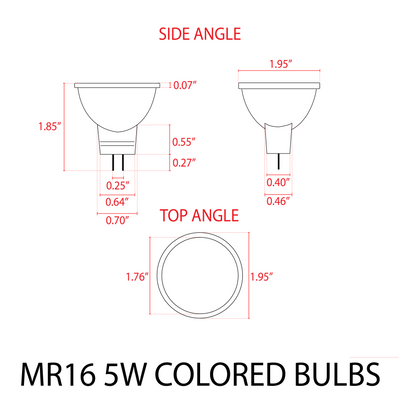 ABBA MR16 5W 12V Dimmable LED Color Light Bulb - Red, Green or Blue
