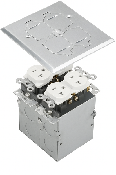 Malibu Atlas™ RFB-2 Two-Gang Recessed Floor Box with 20-Amp Duplex Receptacle – Multiple Finishes