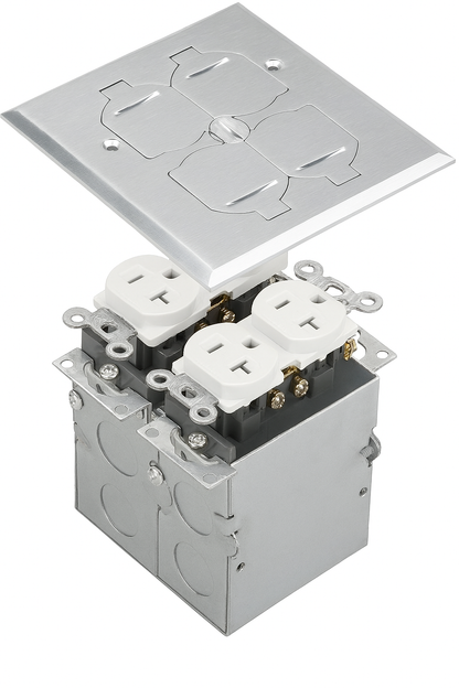 Malibu MapleBox™ RFB-2 Two-Gang Recessed Floor Box with 20-Amp Duplex Receptacle – Multiple Finishes