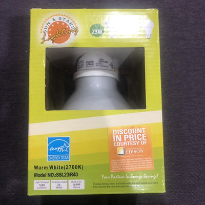 Sun Lighting SSL23/40 23W R40 Compact Fluorescent Bulb - Warm White, 2700K Flood Light