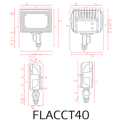 ABBA FLACCT40 Integrated Aluminum Flood Light – 3CCT Selectable
