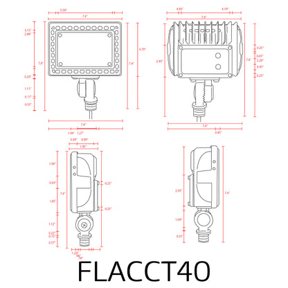 ABBA FLACCT40 Integrated Aluminum Flood Light – 3CCT Selectable