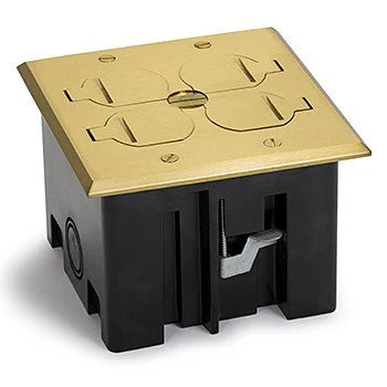 2 Duplex Brass Floor Box with Flip Lid