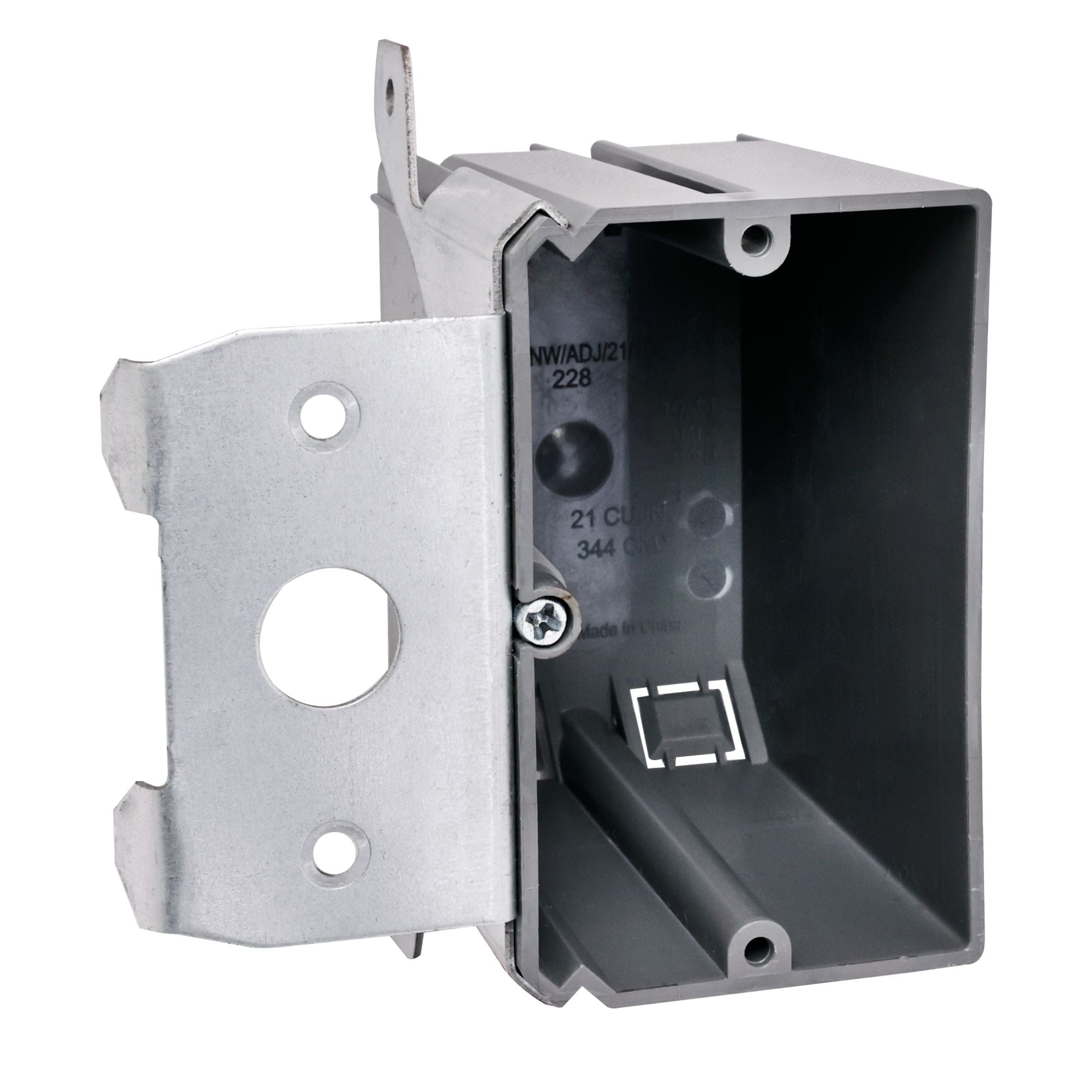 Non-Metallic One-Gang Adjustable Vertical Outlet Box - New Work, 21 Cubic