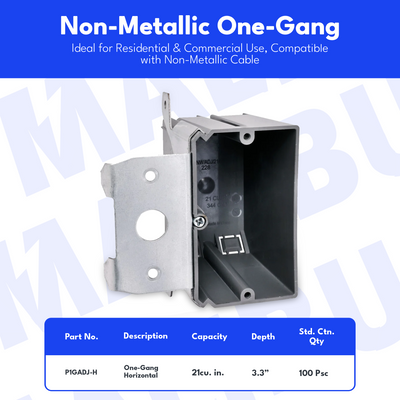 Malibu MapleBox™ P1GADJ-V Non-Metallic One-Gang Adjustable Vertical Outlet Box - New Work, 21 Cubic