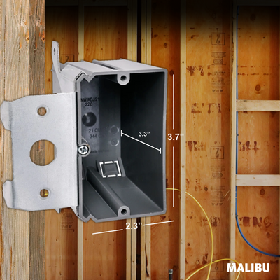 Malibu MapleBox™ P1GADJ-V Non-Metallic One-Gang Adjustable Vertical Outlet Box - New Work, 21 Cubic