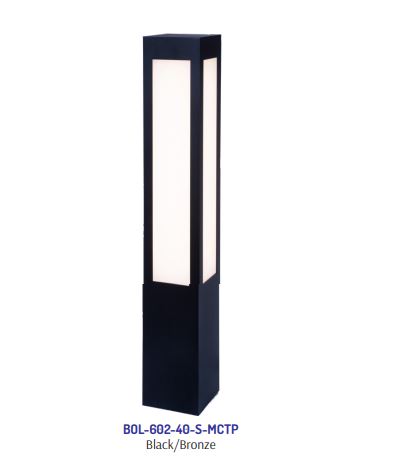 Westgate BOL-602-40-S-MCTP-BK Square Bollard Long Lens, Power And CCT Adjustable - Black