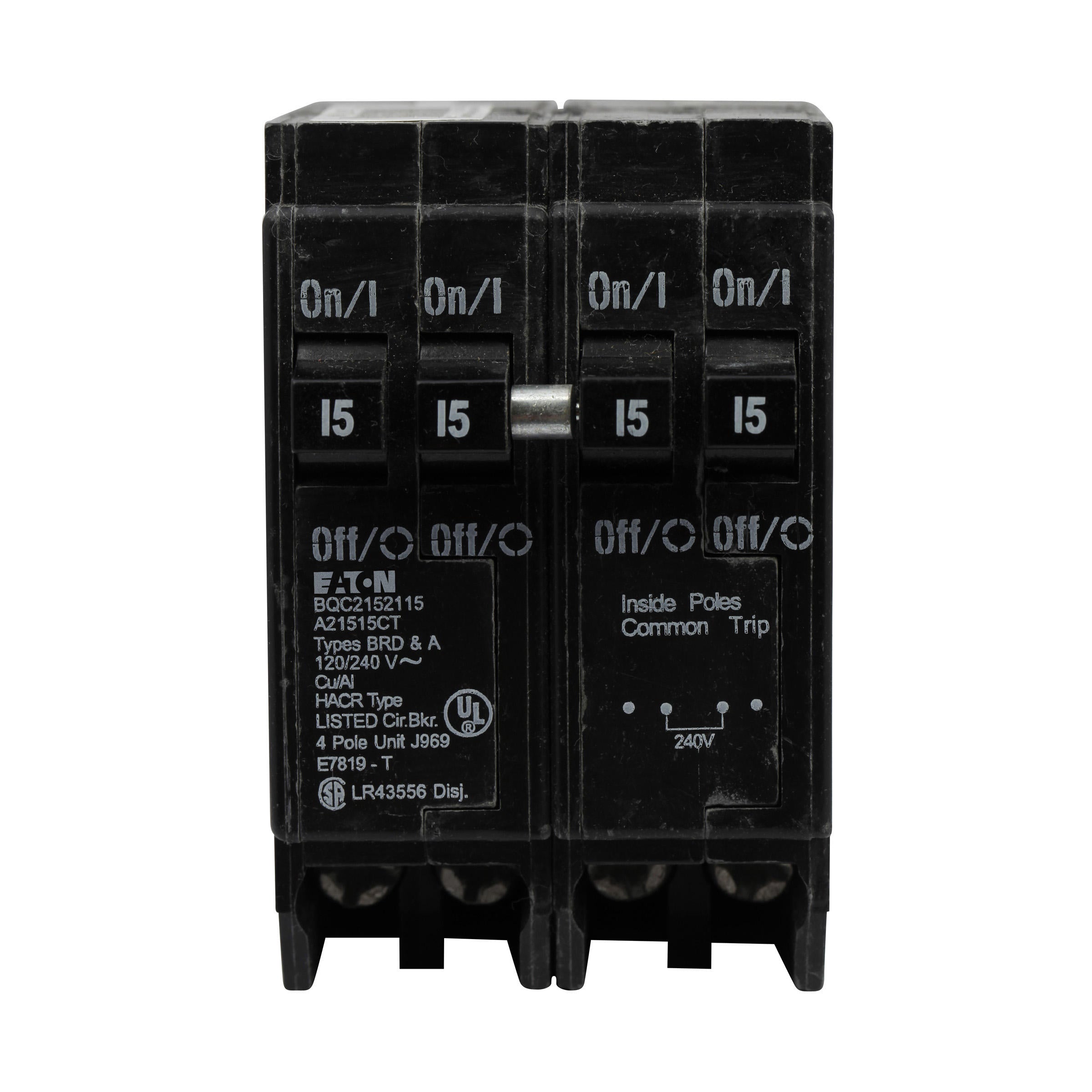 Eaton BQC230230 4-Pole (2) 30-Amp (2) 30-Amp Plug-On Mount Type BQC Quadplex Circuit Breaker