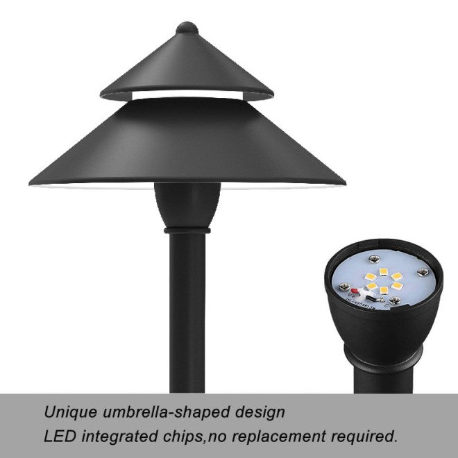 ABBA Lighting CDPA77 Adjustable Aluminum Path Light, 3W Integrated LED, 5CCT Selectable, 130 Lumens, 12V–24V AC/DC, IP65 - Black Finish