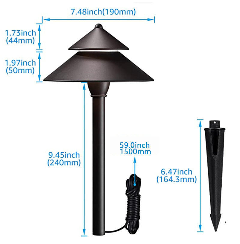 ABBA Lighting CDPA77 Adjustable Aluminum Path Light, 3W Integrated LED, 5CCT Selectable, 130 Lumens, 12V–24V AC/DC, IP65 - Black Finish