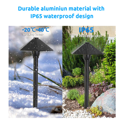 ABBA Lighting CDPA78 Hexagon Umbrella Aluminum Path Light, 3W LED, 5CCT Selectable, 150 Lumens, 12V AC/DC, IP65 - Black Finish