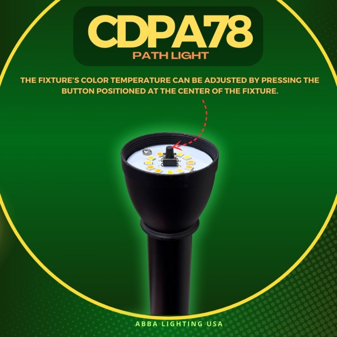 ABBA Lighting CDPA78 Hexagon Umbrella Aluminum Path Light, 3W LED, 5CCT Selectable, 150 Lumens, 12V AC/DC, IP65 - Black Finish