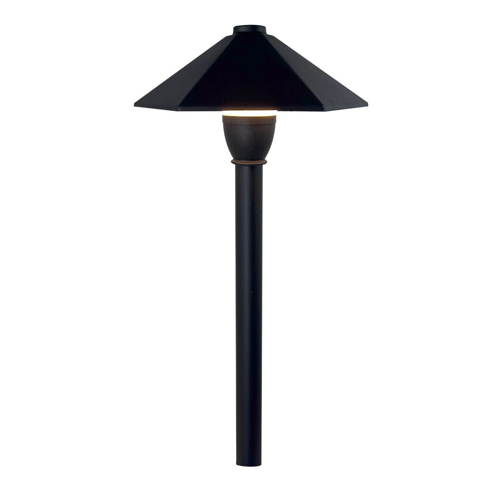 ABBA Lighting CDPA78 Hexagon Umbrella Aluminum Path Light, 3W LED, 5CCT Selectable, 150 Lumens, 12V AC/DC, IP65 - Black Finish