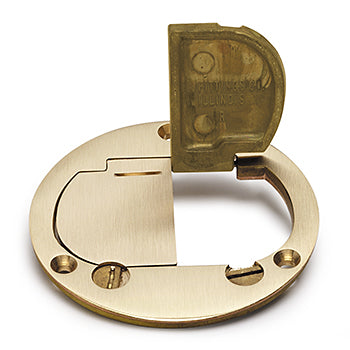 Lew Electric DFB-LR 4 Round Dual Flip Lid Cover Brass