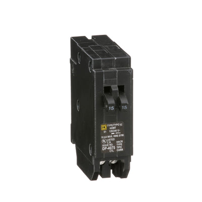 Square D HOMT1515 HomeLine 2-Pole 15/15-Amp Twin Circuit Breaker