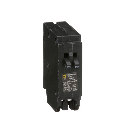Square D HOMT2020 HomeLine 2-Pole 20/20-Amp Twin Circuit Breaker